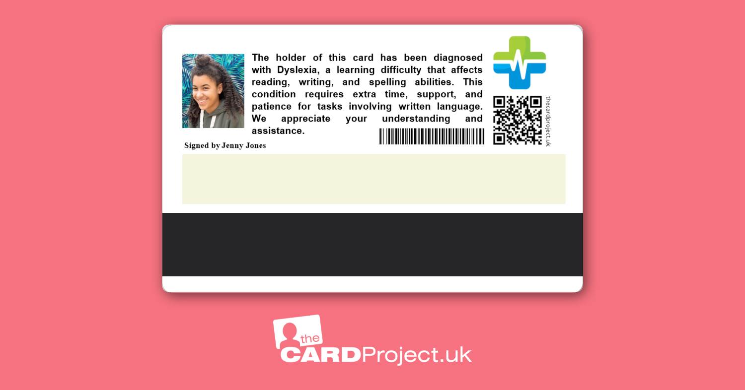 Premium Dyslexia Medical ID Card (REAR)